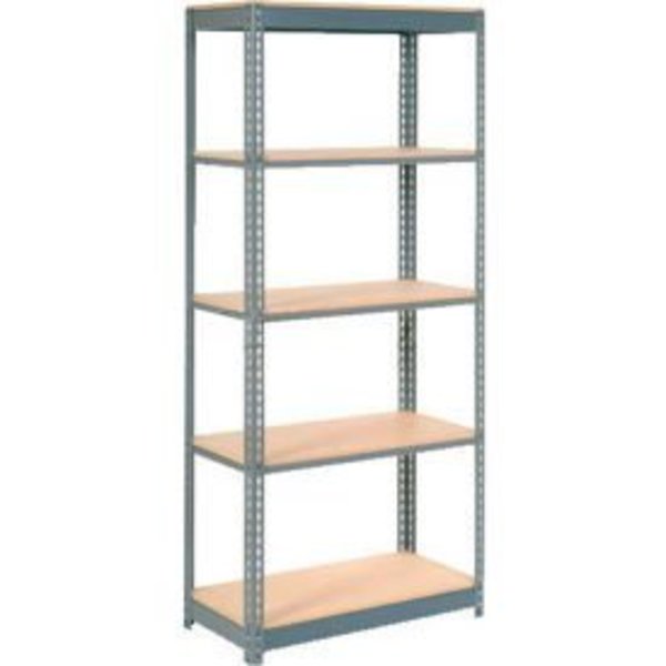 Global Equipment Heavy Duty Shelving 36"W x 12"D x 96"H With 5 Shelves - Wood Deck - Gray 254439H